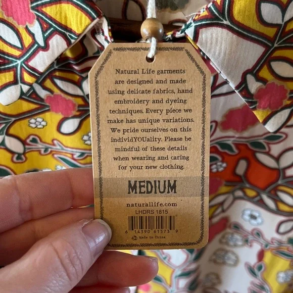 NATURAL LIFE Multicolor Floral Long Sleeve Dress—NWT size M - Picture 3 of 6